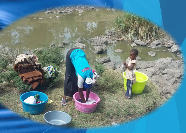 Women And Girls Collecting Water